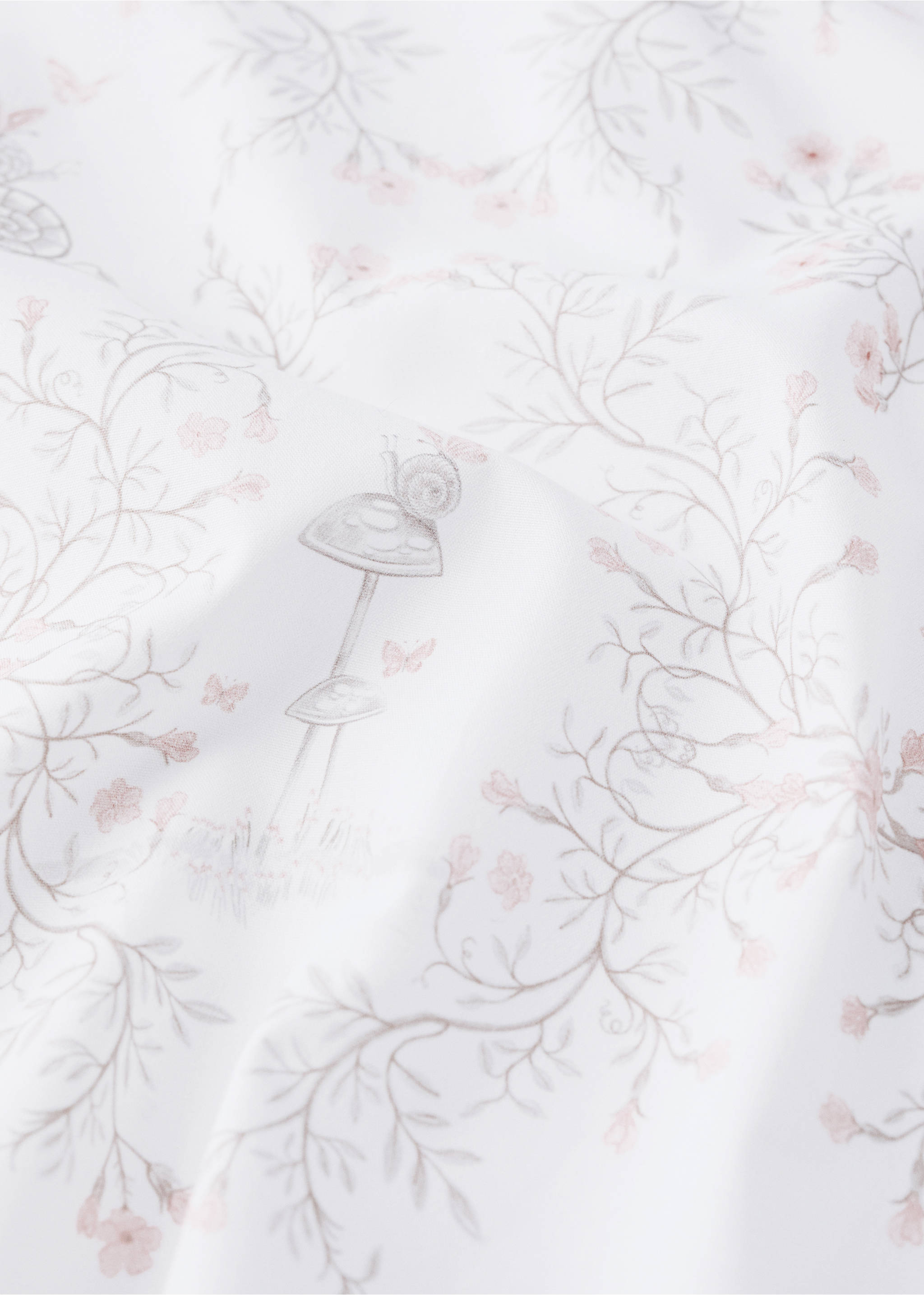 Printed 100% cotton percale cot fitted sheet - Details of the article 2, Nude. Ref: 37061523-00.