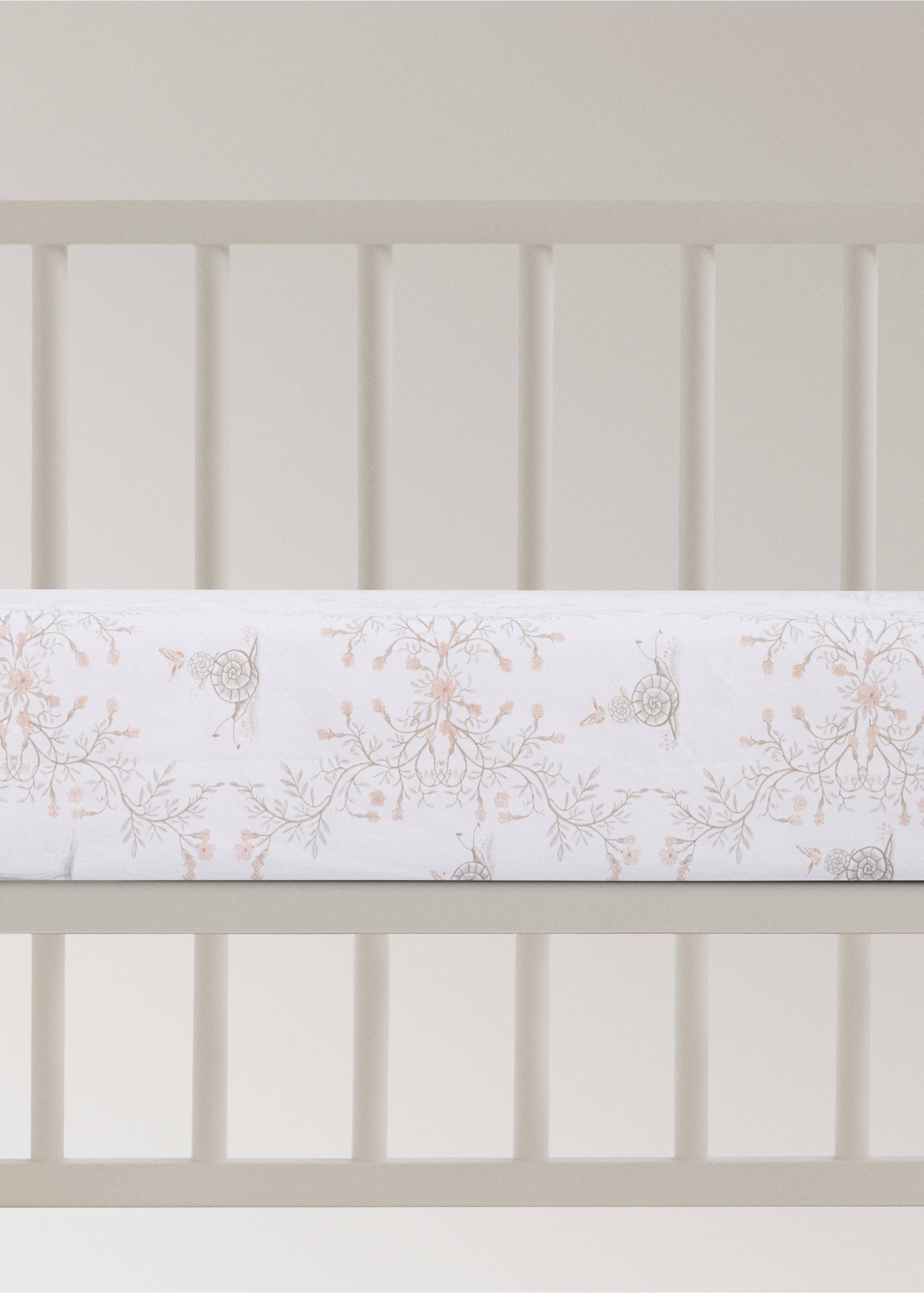 Printed 100% cotton percale cot fitted sheet - Article without model, Nude. Ref: 37061523-00.