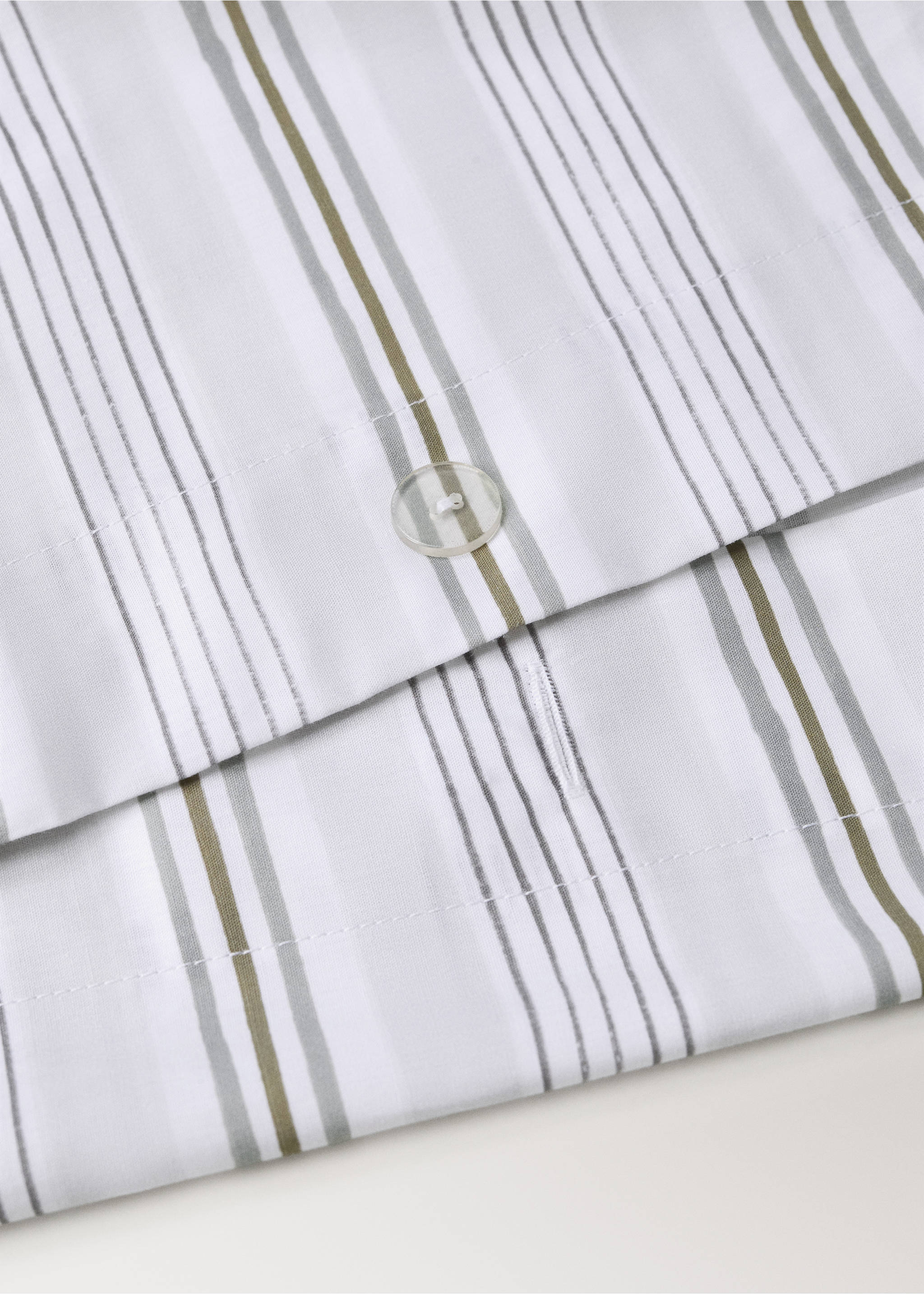 Kids’ 100% cotton striped duvet cover for a twin-size bed - Details of the article 1, Grey. Ref: 37061524-00.