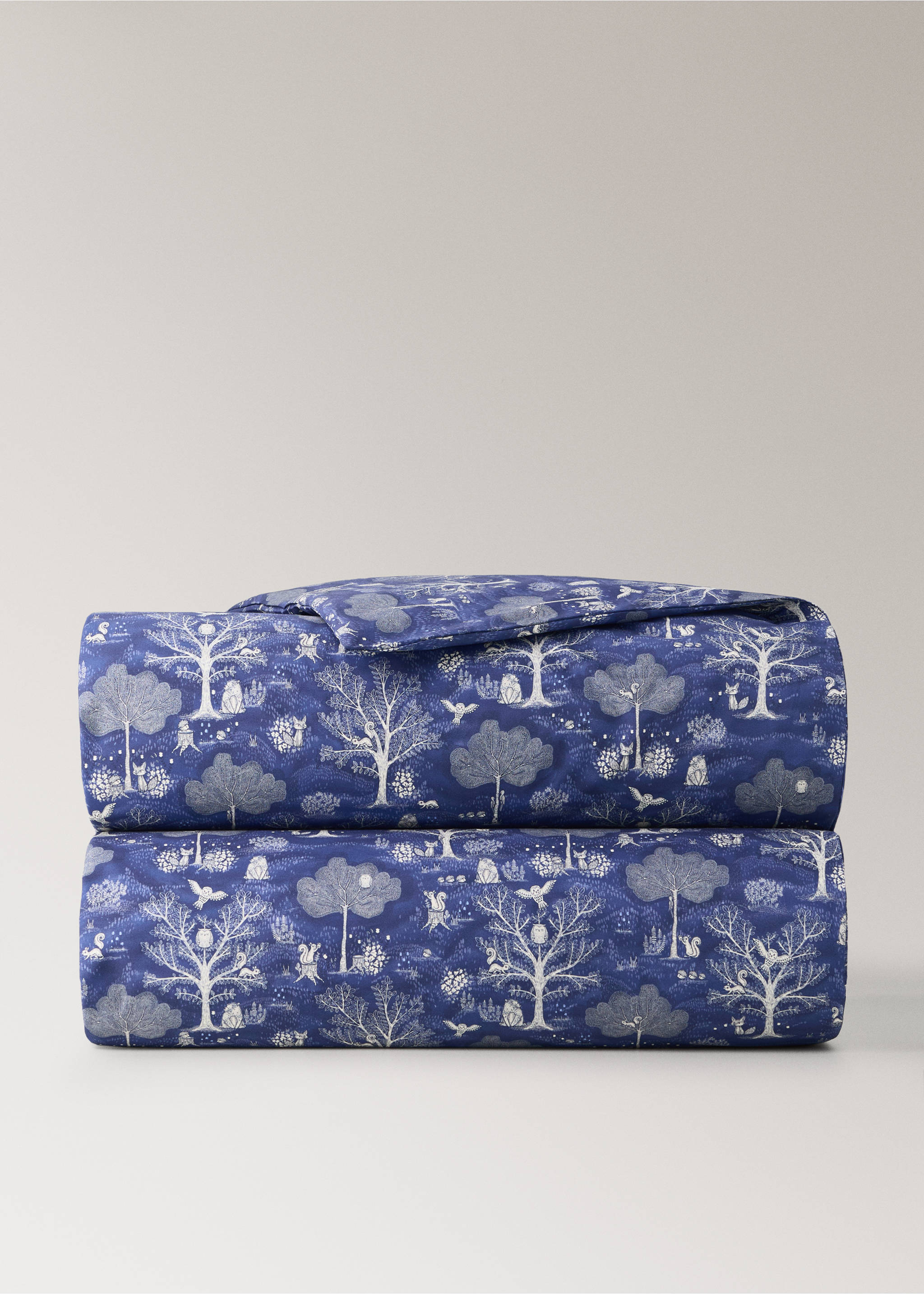 Cotton percale printed duvet cover for cot - Article without model, Blue. Ref: 37061527-00.