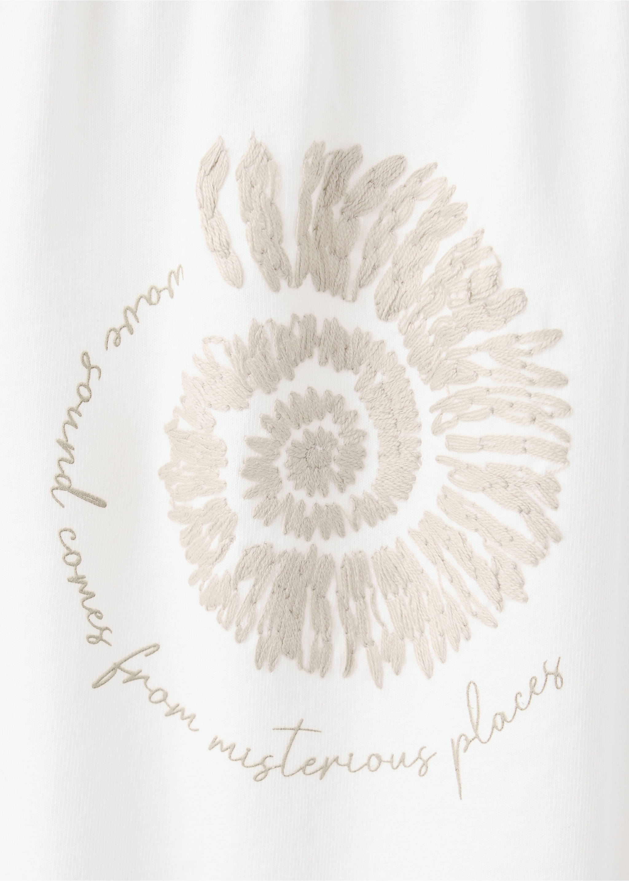 Embroidered detail cotton T-shirt - Details of the article 0, Off White. Ref: 37061530-00.