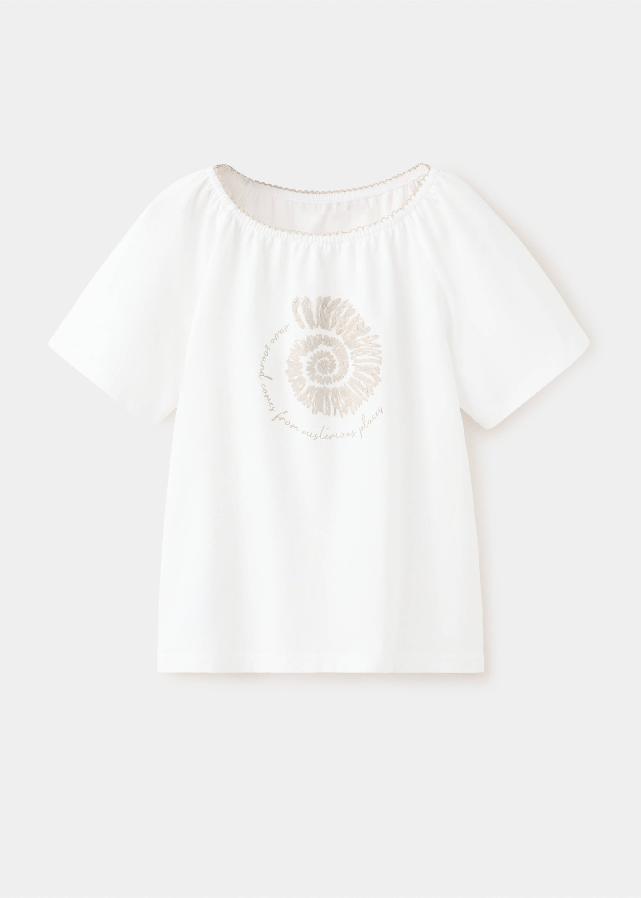 Embroidered detail cotton T-shirt - Article without model, Off White. Ref: 37061530-00.