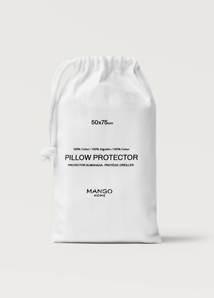 Pillow protector cotton stripes 50x75 cm — White