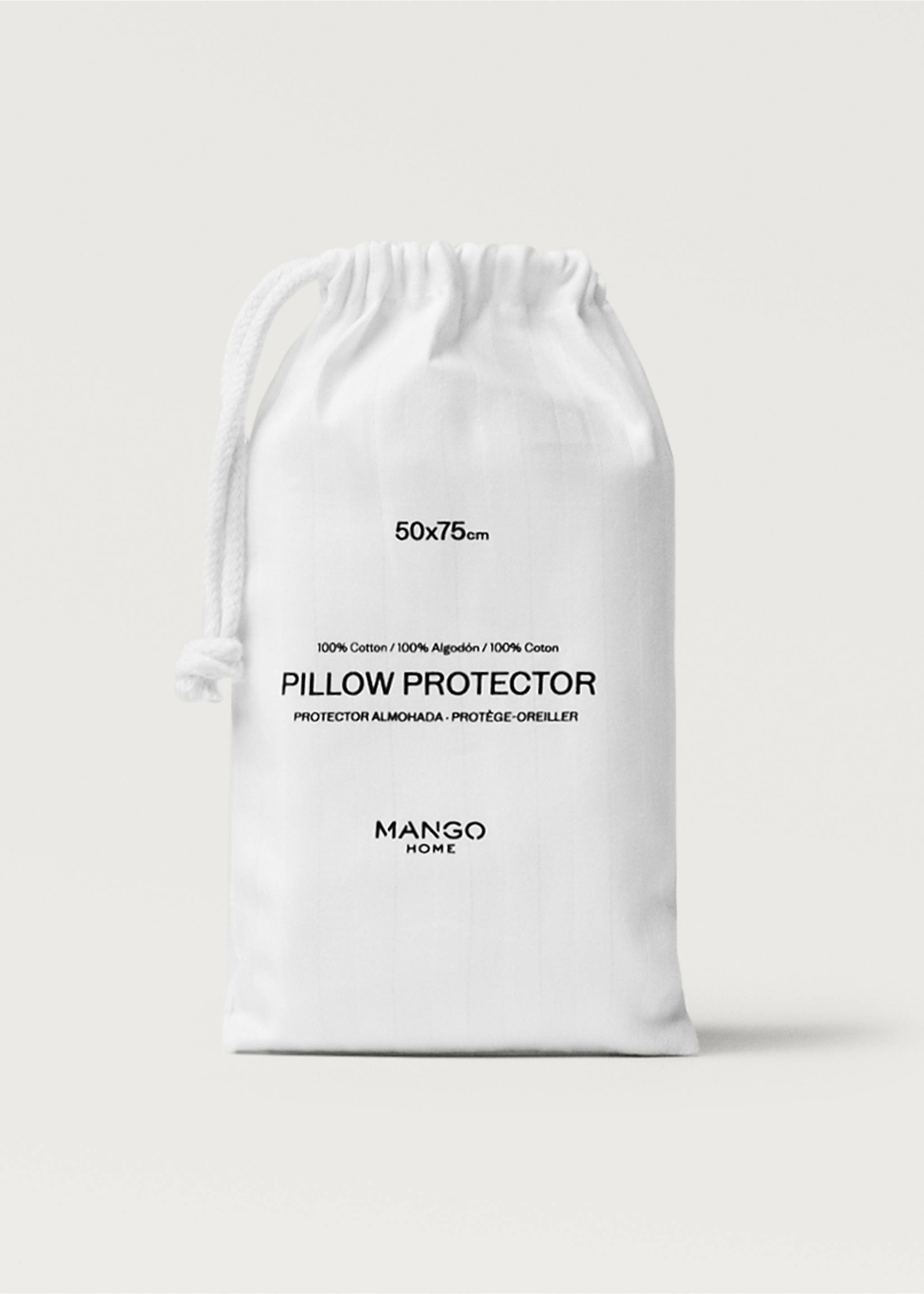Pillow protector cotton stripes 50x75 cm - Details of the article 3, White. Ref: 37061535-00.
