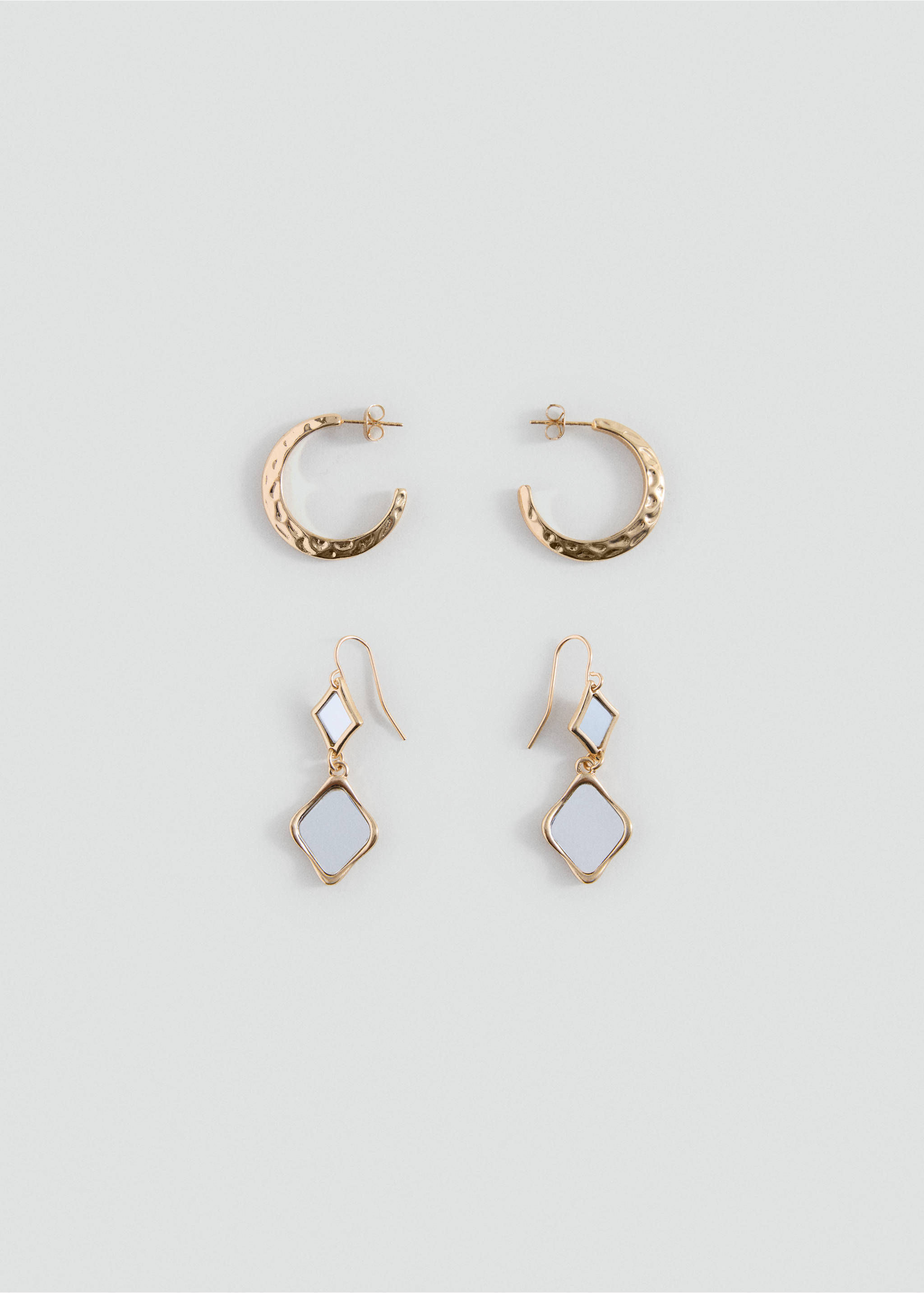 Pack of 2 mixed earrings - Article without model, Gold. Ref: 37061537-00.