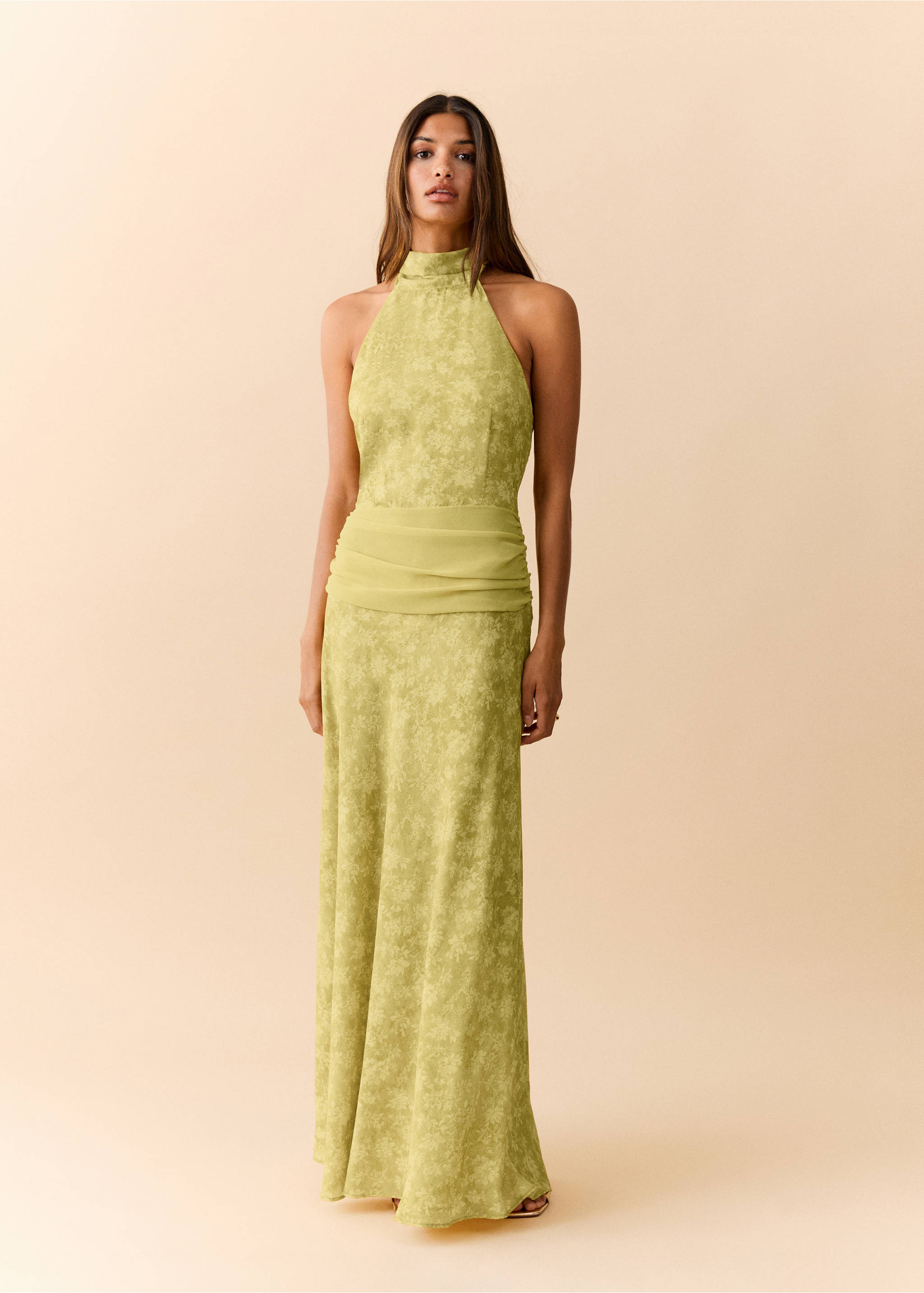Halter-neck open-back dress - General plane, Lime. Ref: 37061541-00.