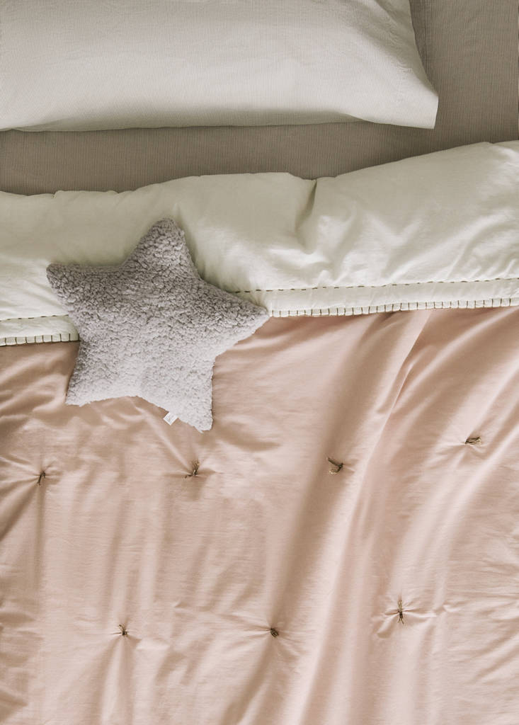 Gesteppter Baumwoll-Quilt für Babybett 90 cm — Nude