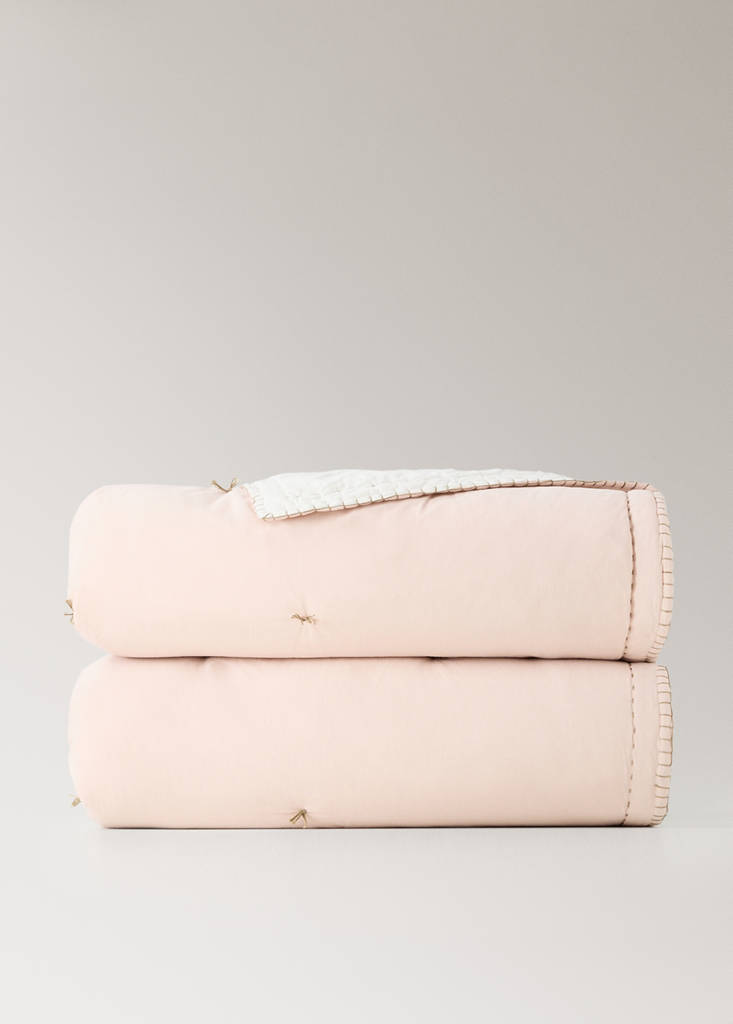 Gesteppter Baumwoll-Quilt für Babybett 90 cm — Nude