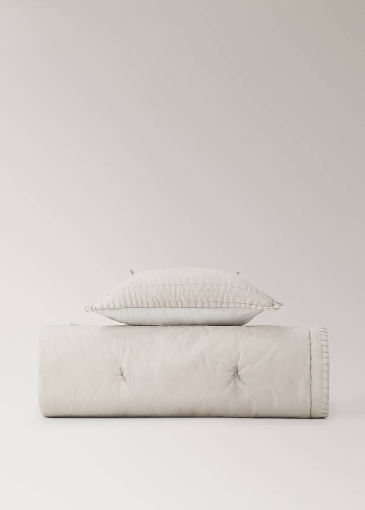 Gesteppter Baumwoll-Quilt für Babybett 90 cm — Grau