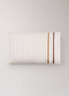 Two 200 thread count cotton pillowcases checked 50 x 75 cm — Cognac 4