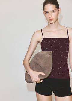 Sparkly top with fine straps — Brown 4