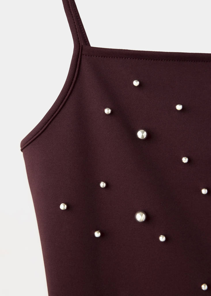Sparkly top with fine straps — Brown