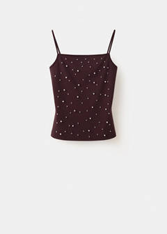 Sparkly top with fine straps — Brown 5