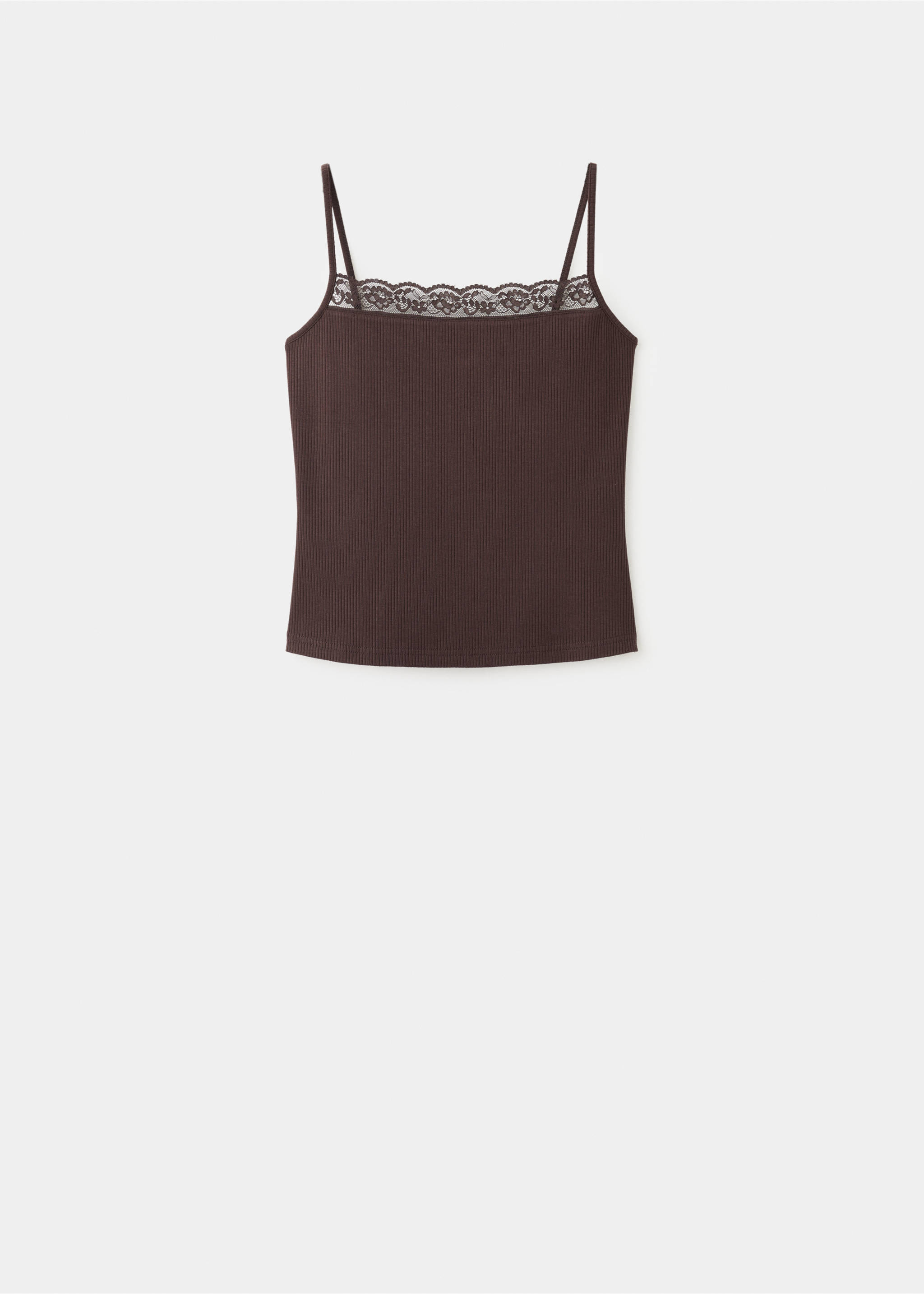 Top ajusté détail de dentelle - Article sans modèle, Marron. Ref: 37062527-00.