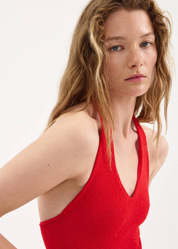 Halter knit dress — Red