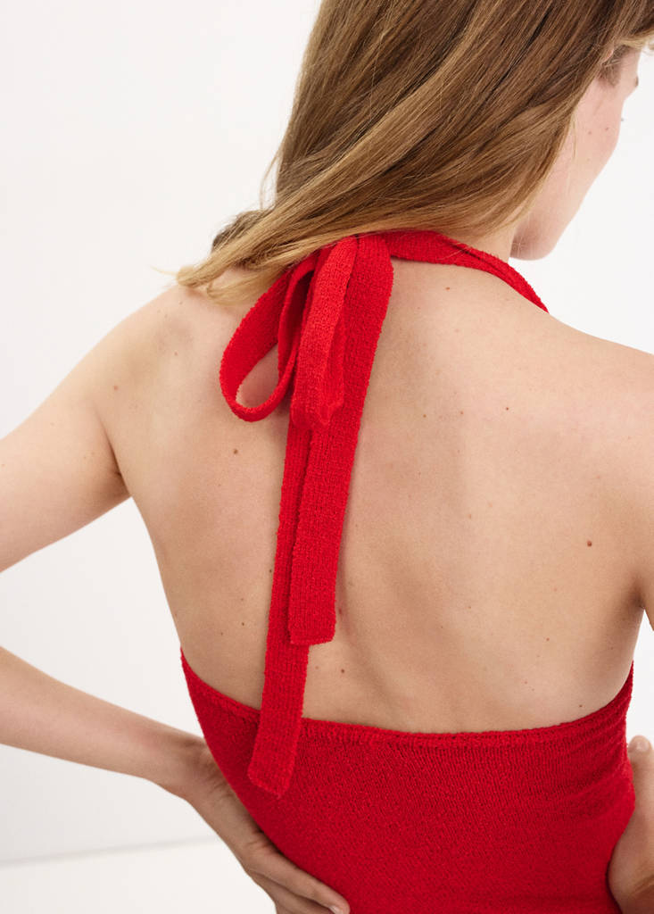 Halter knit dress — Red