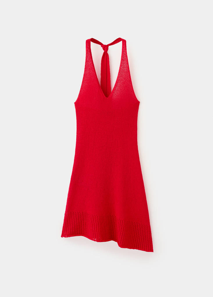 Halter knit dress — Red