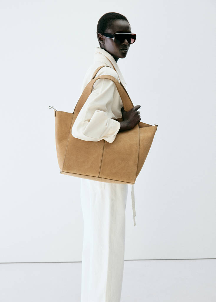 Leather shopper bag — Medium Brown