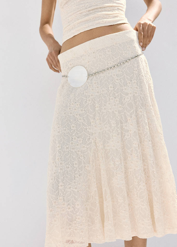 Midi skirt with broderie anglaise details — Off White