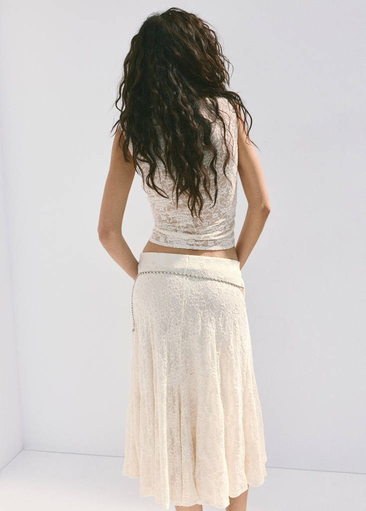 Midi skirt with broderie anglaise details — Off White