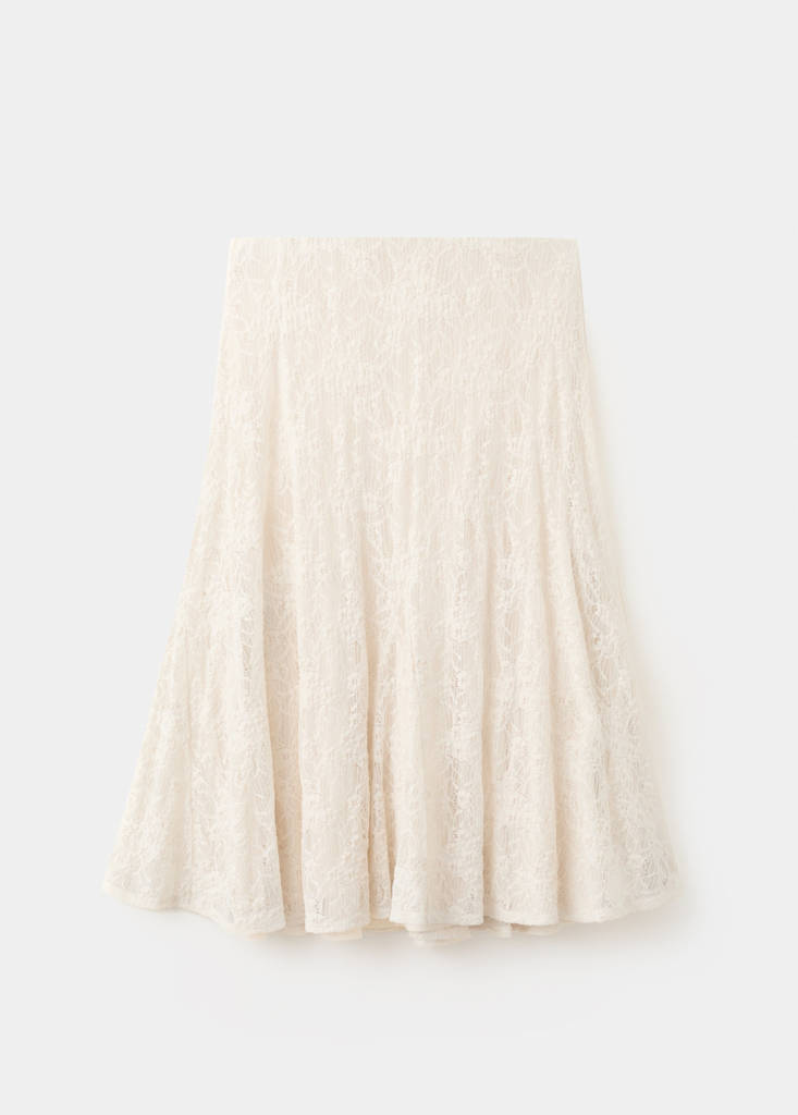 Midi skirt with broderie anglaise details — Off White