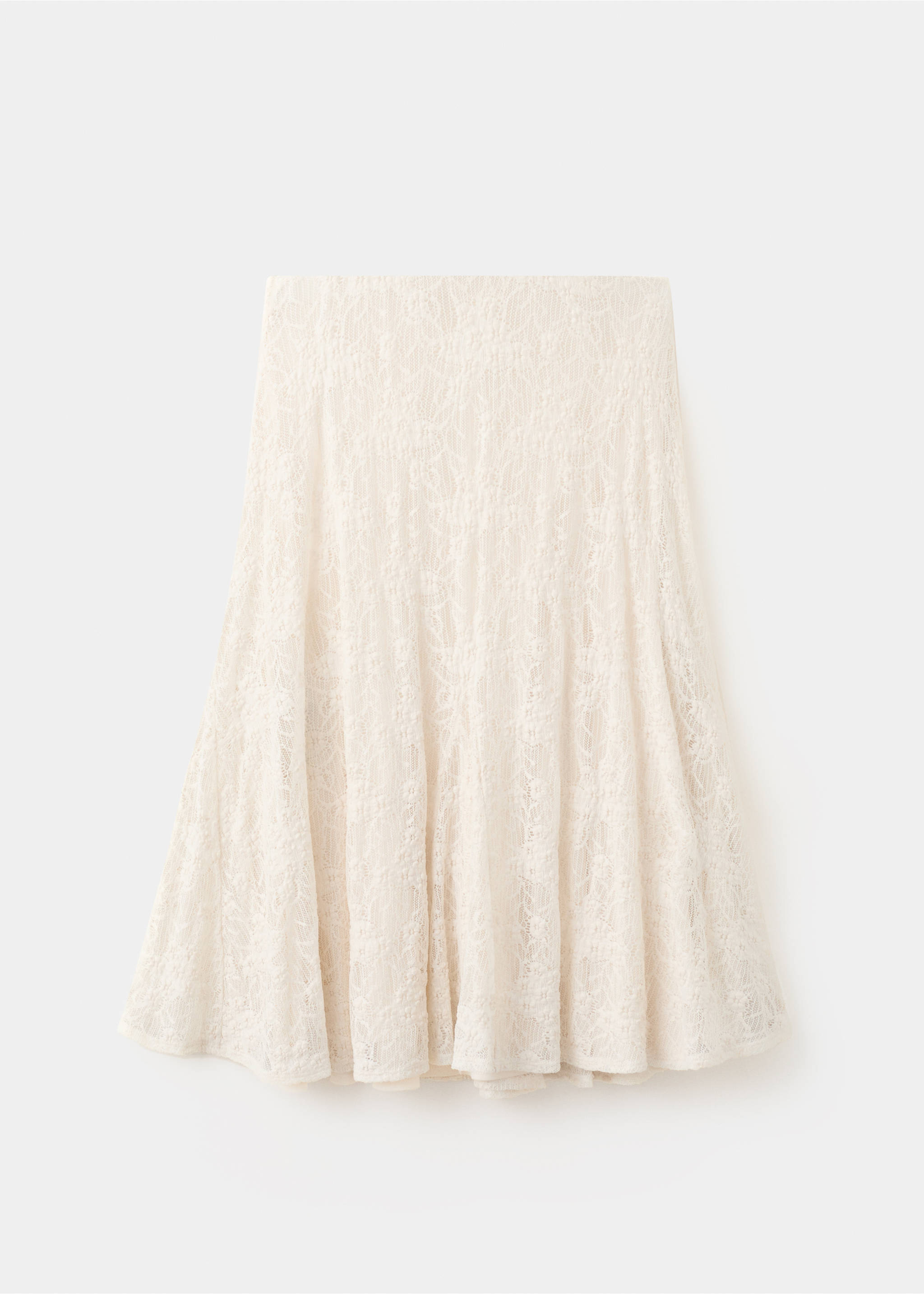 Midi skirt with broderie anglaise details - Article without model, Off White. Ref: 37062531-00.