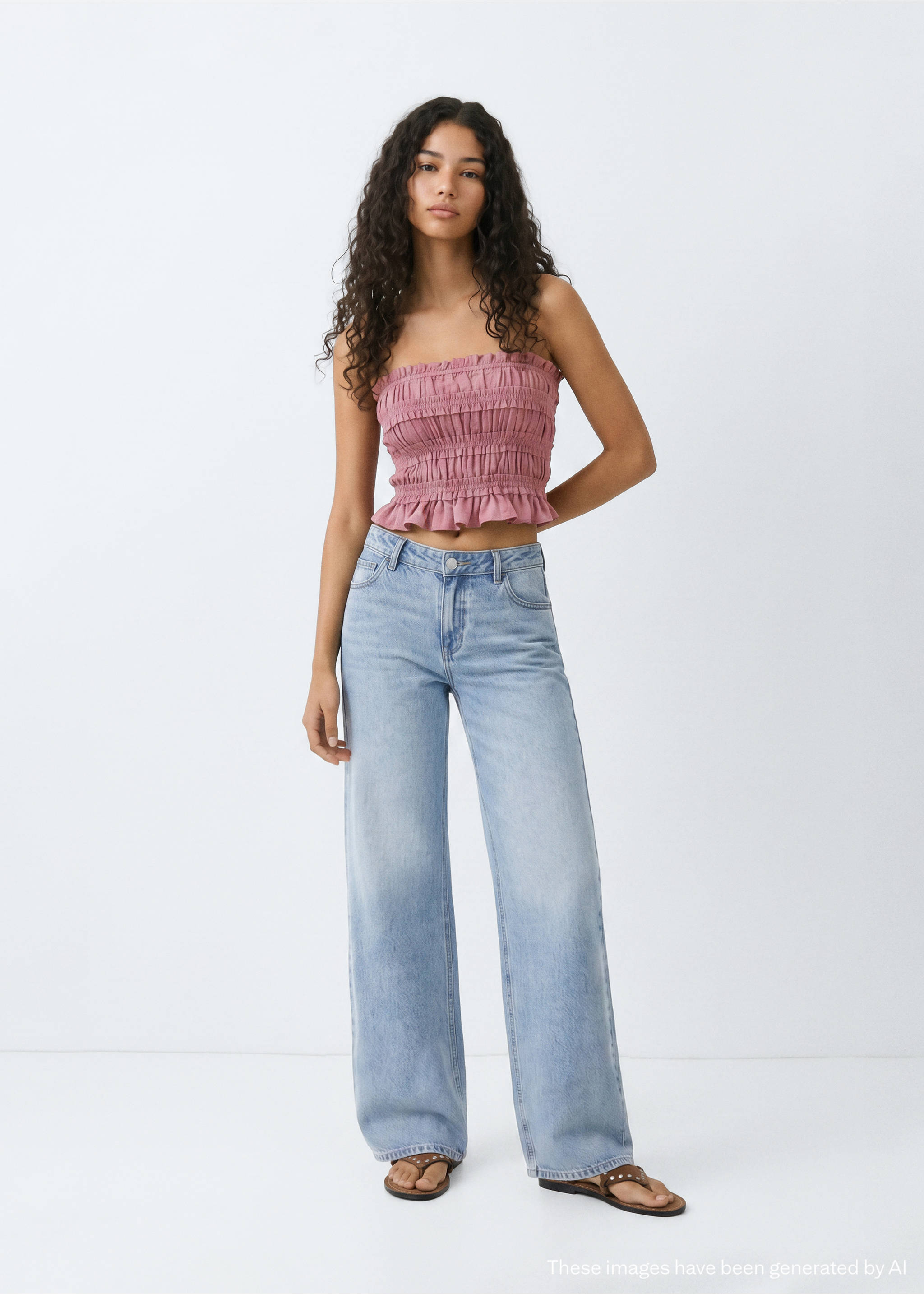 Ruched strapless top - General plane, Pastel Pink. Ref: 37062532-00.