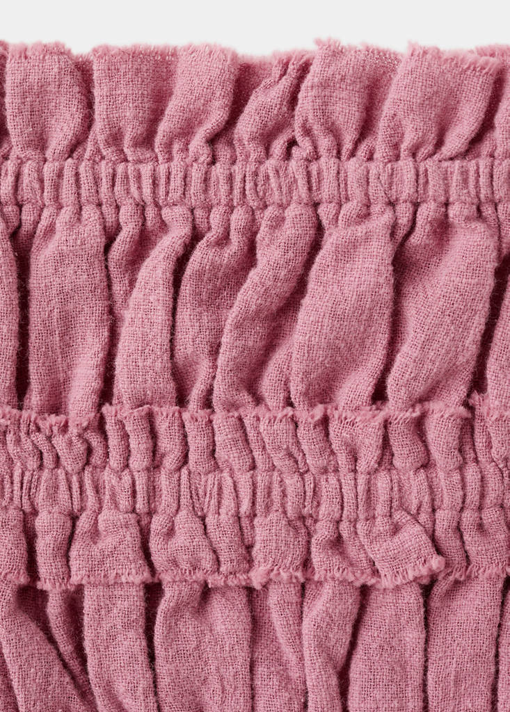 Ruched strapless top — Pastel Pink