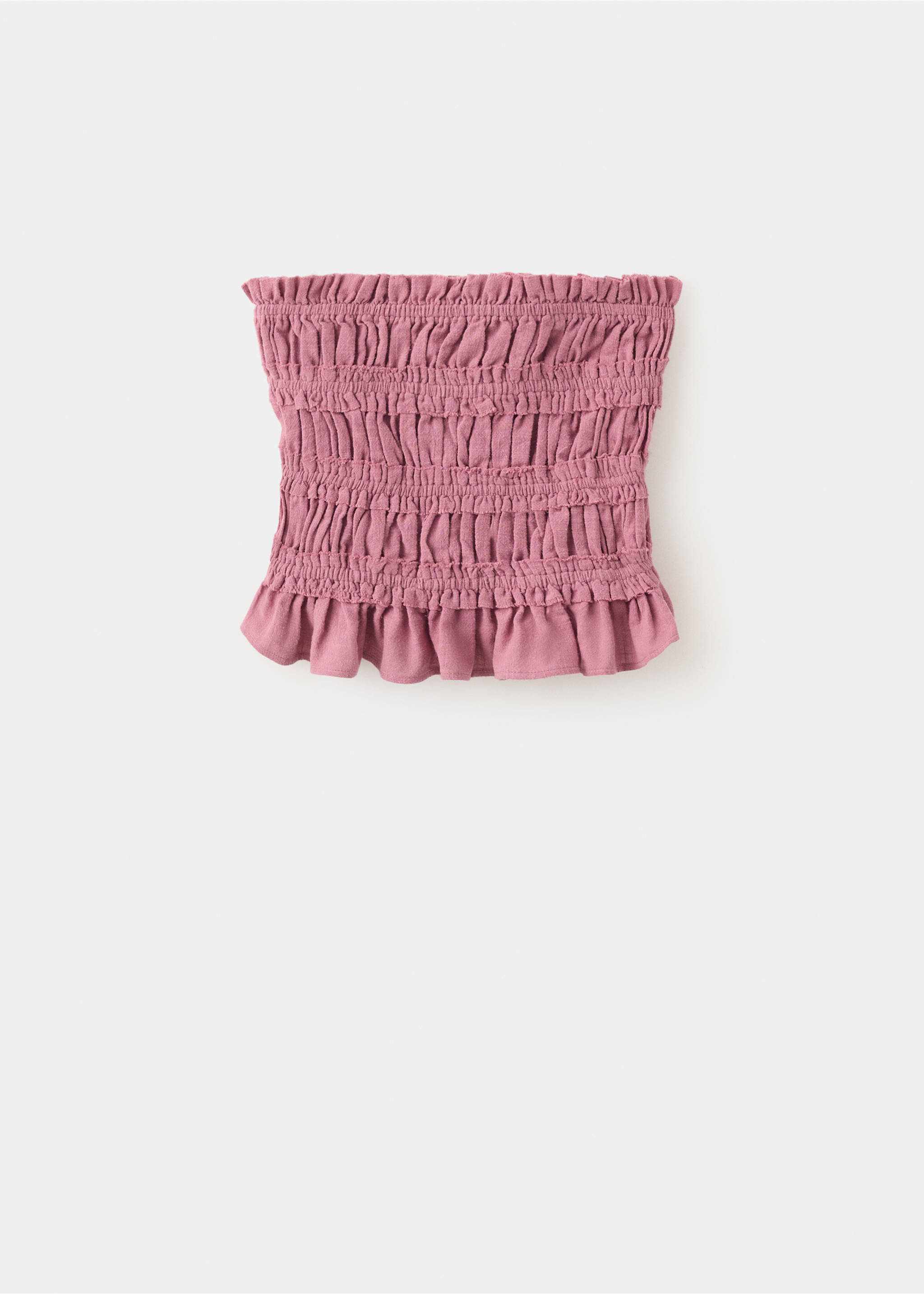 Ruched strapless top - Article without model, Pastel Pink. Ref: 37062532-00.