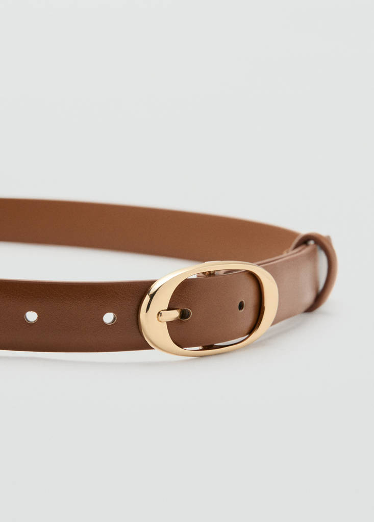 Oval buckle belt — Caramel