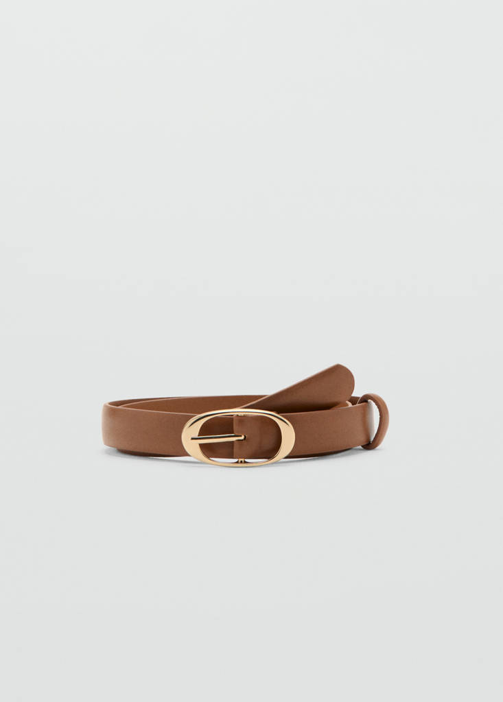 Oval buckle belt — Caramel