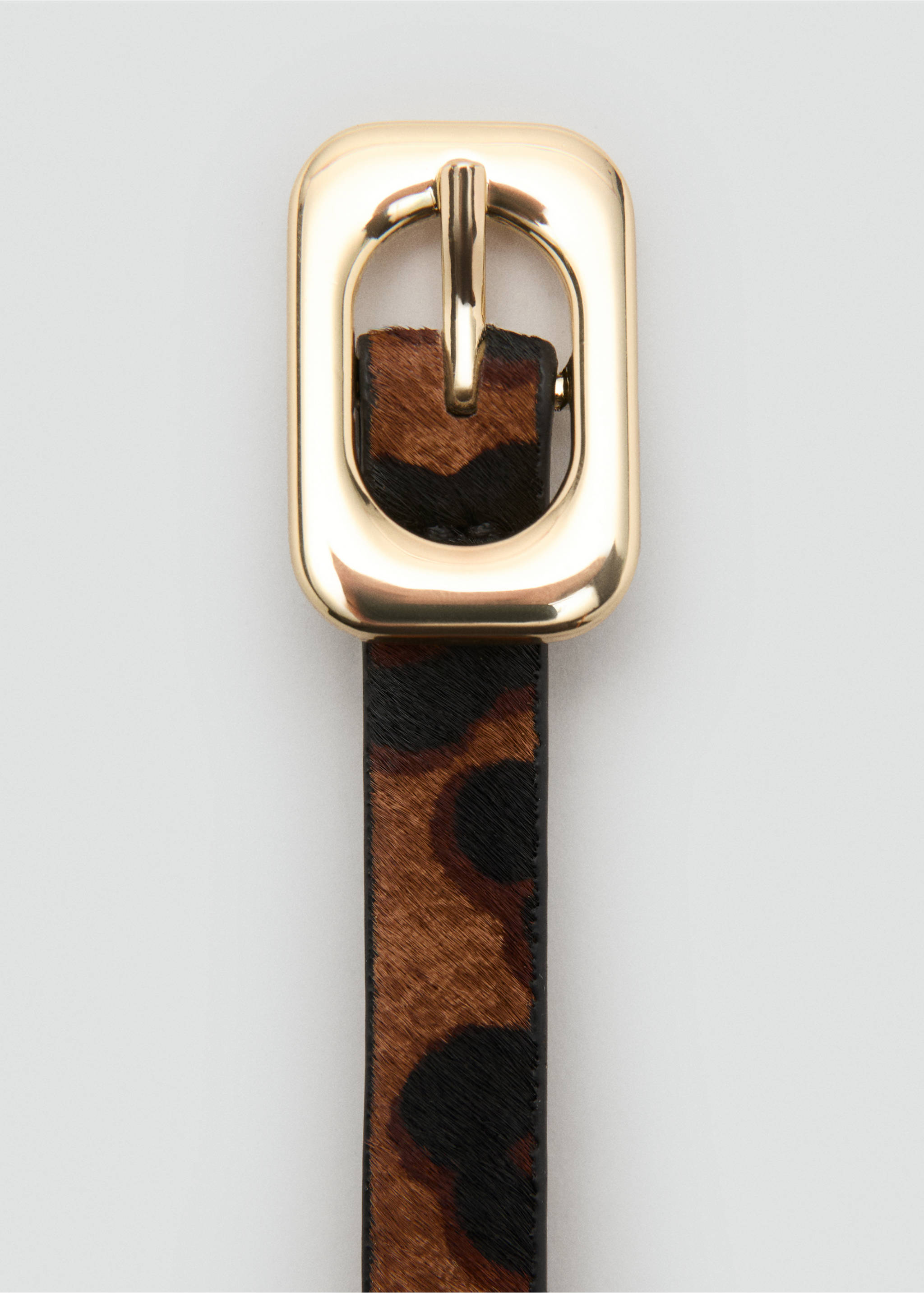 Leopard-print leather belt - Details of the article 1, Chocolate. Ref: 37062540-00.
