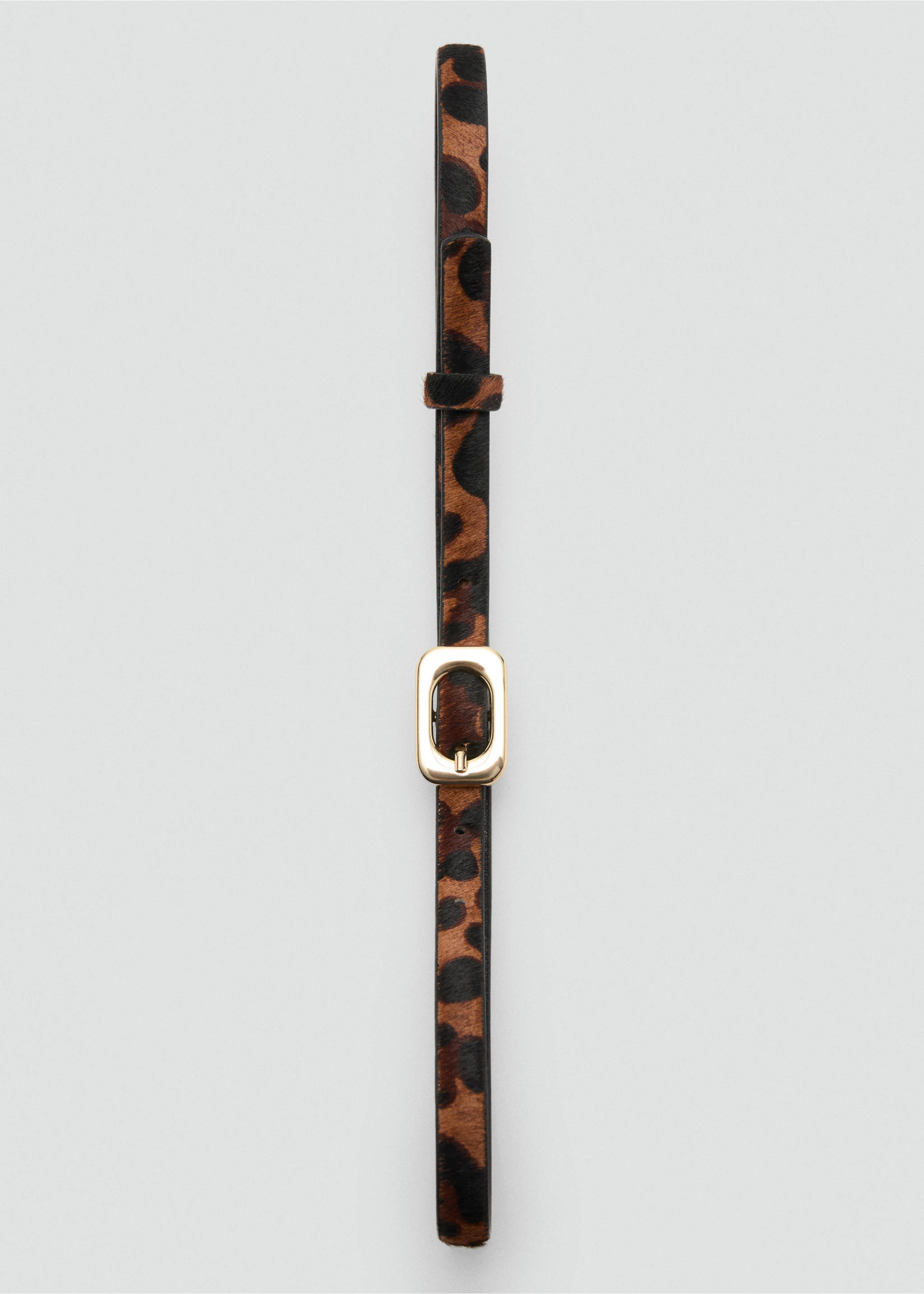 Leopard-print leather belt - Details of the article 2, Chocolate. Ref: 37062540-00.
