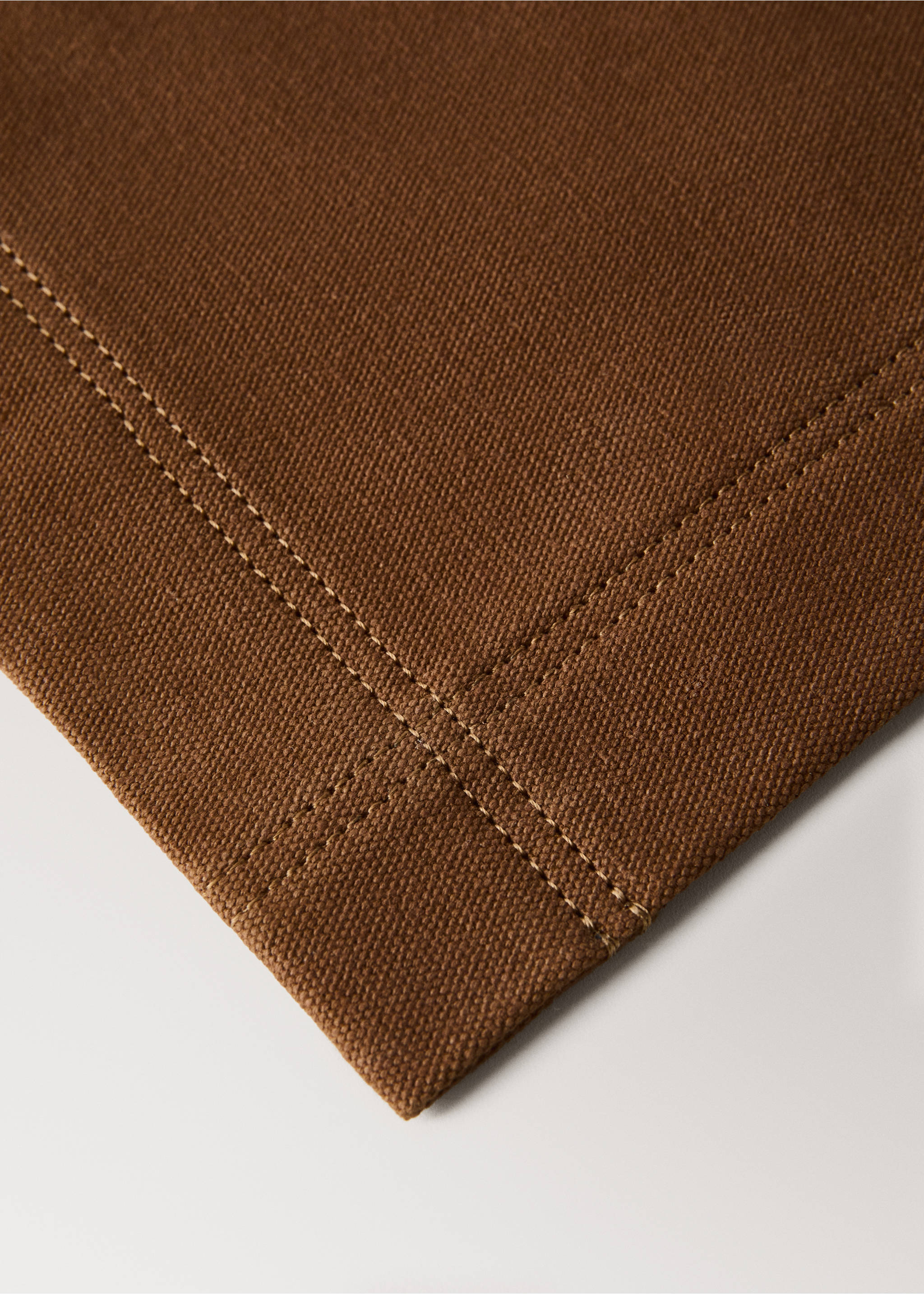Cotton canvas individual tablecloth - Details of the article 2, Brown. Ref: 37062542-00.