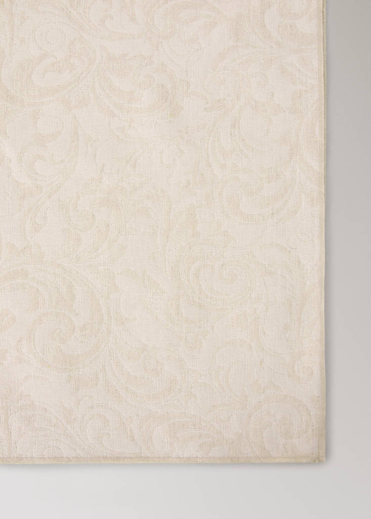 Jacquard resin-coated tablecloth with overlock for 6 to 8 people — Light/Pastel Brown