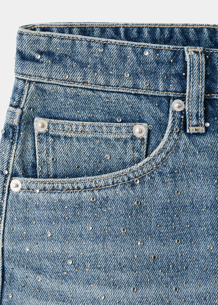 Strass denim skirt — Medium Blue
