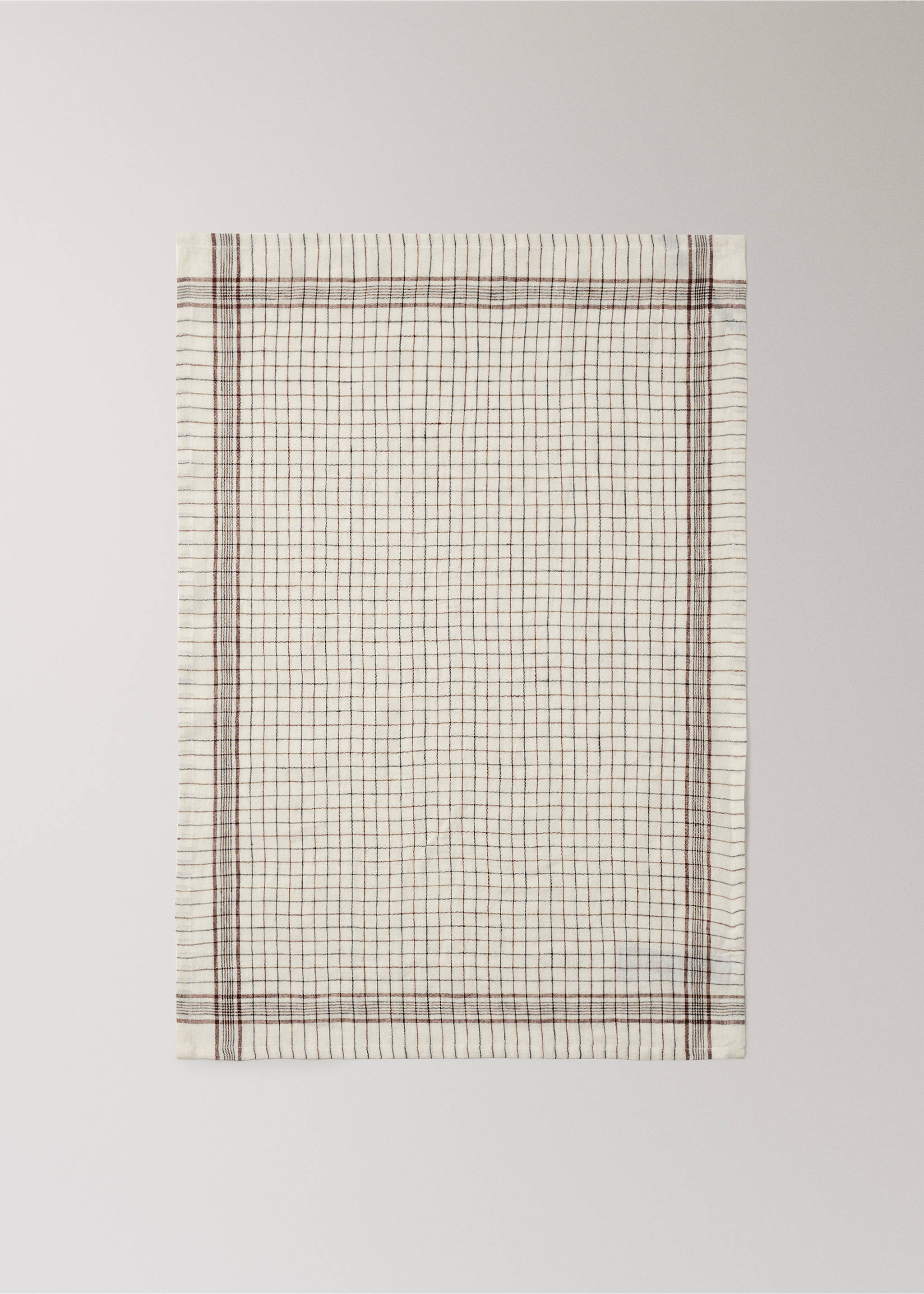 Cotton checked kitchen towel - Details of the article 1, Brown. Ref: 37062553-00.