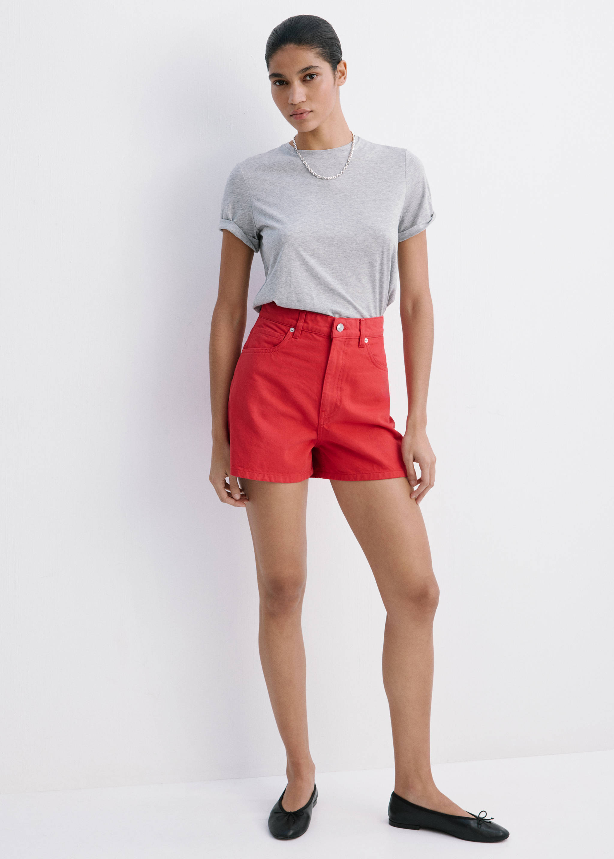 Shorts vaqueros tiro alto - Plano general