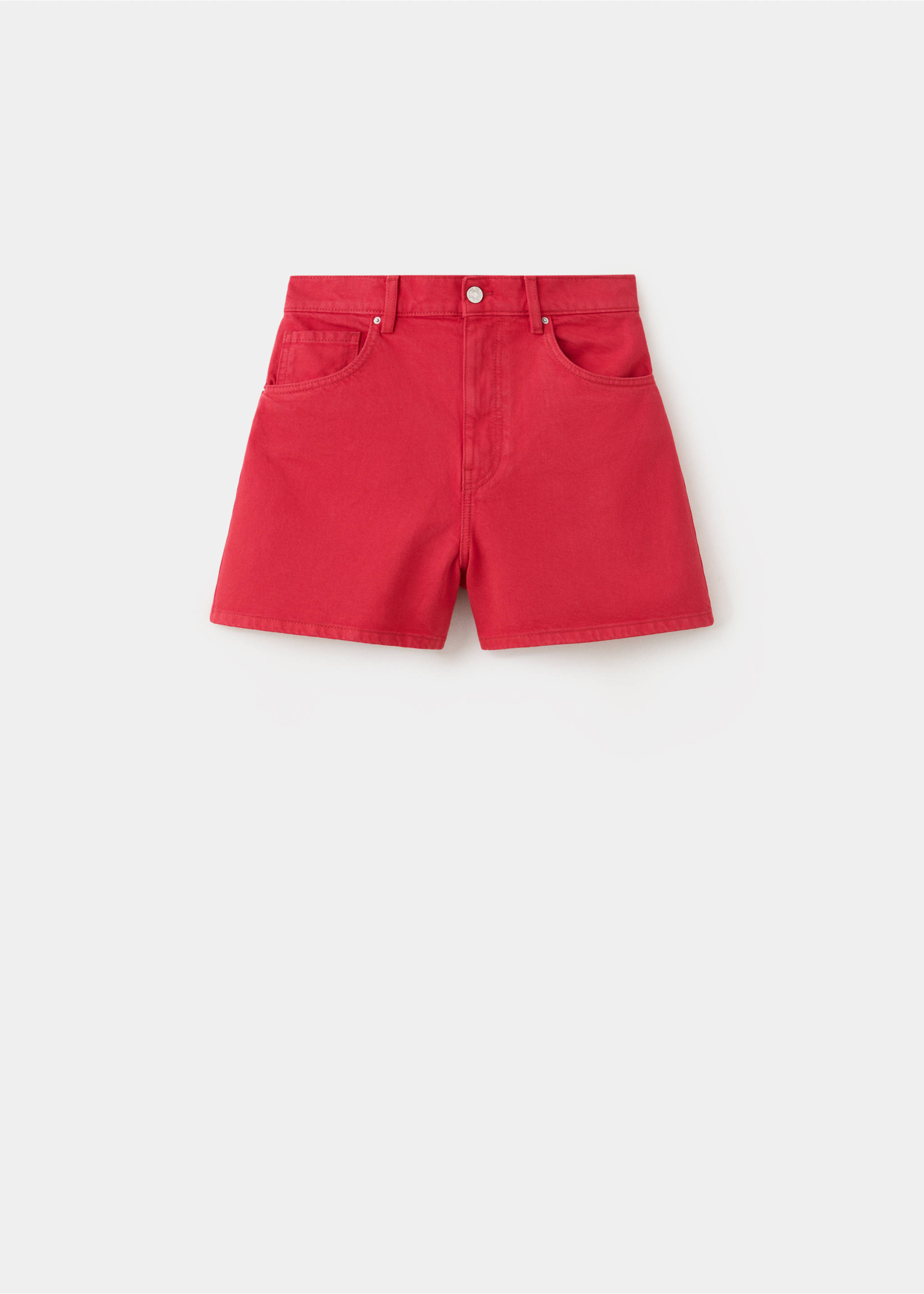 High-rise denim shorts - Article without model, Red. Ref: 37062554-00.