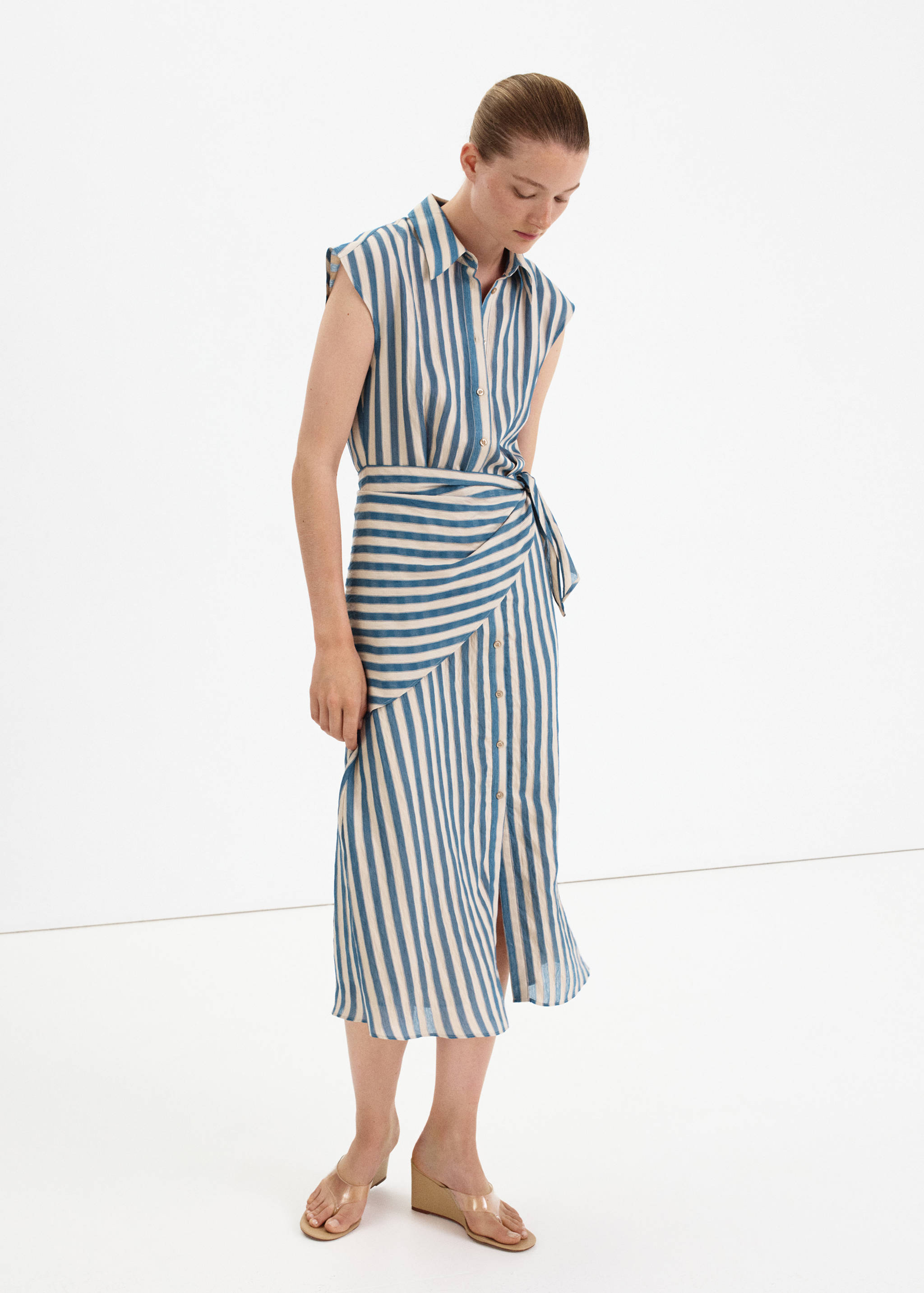 Striped scarf shirt dress - General plane