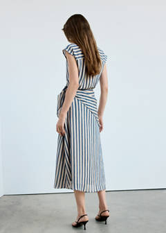 Striped scarf shirt dress — Blue 3