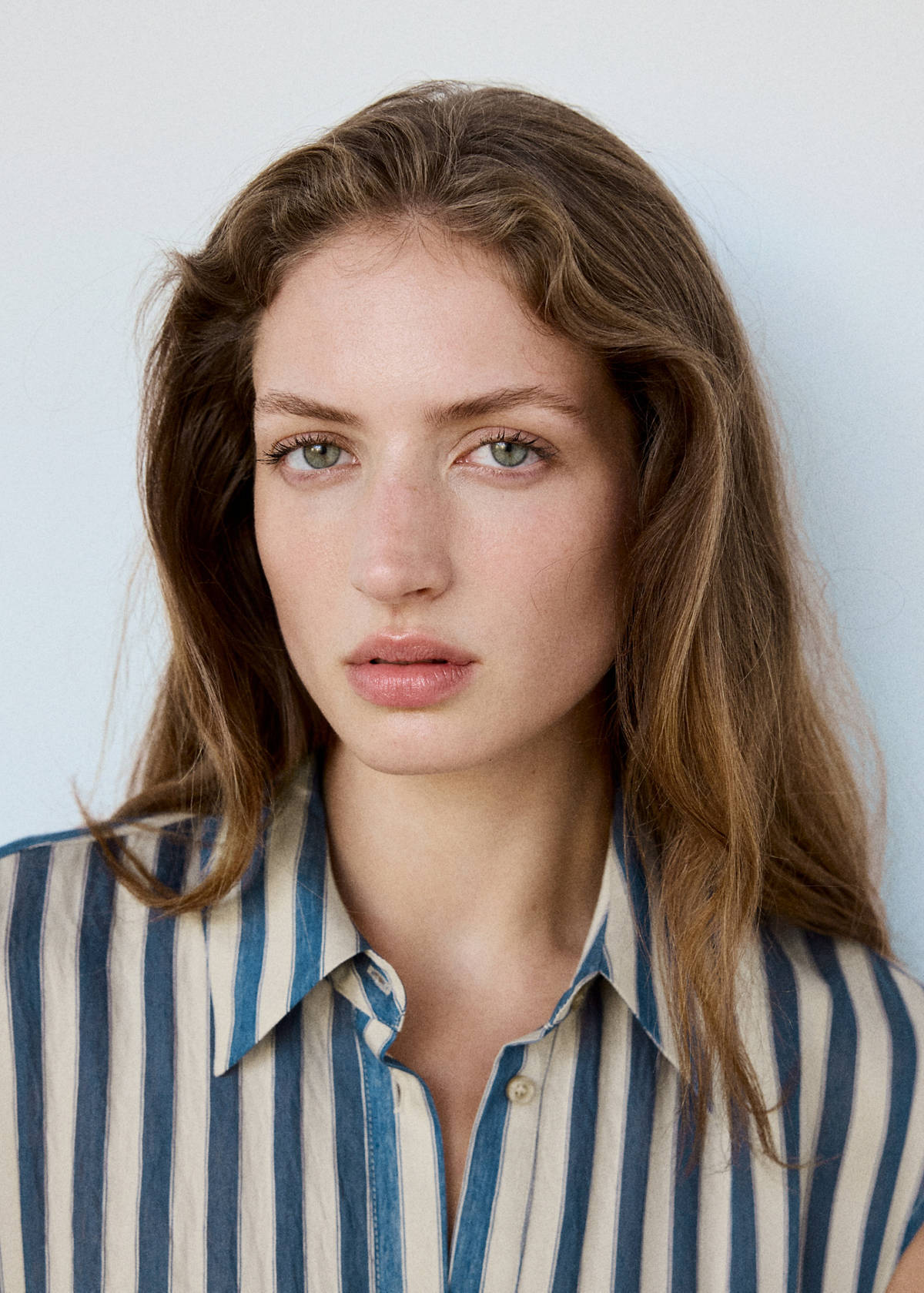 Striped scarf shirt dress — Blue
