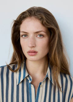 Striped scarf shirt dress — Blue 4