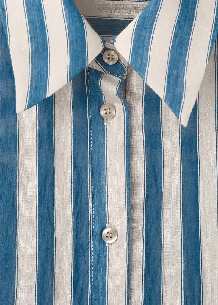 Striped scarf shirt dress — Blue