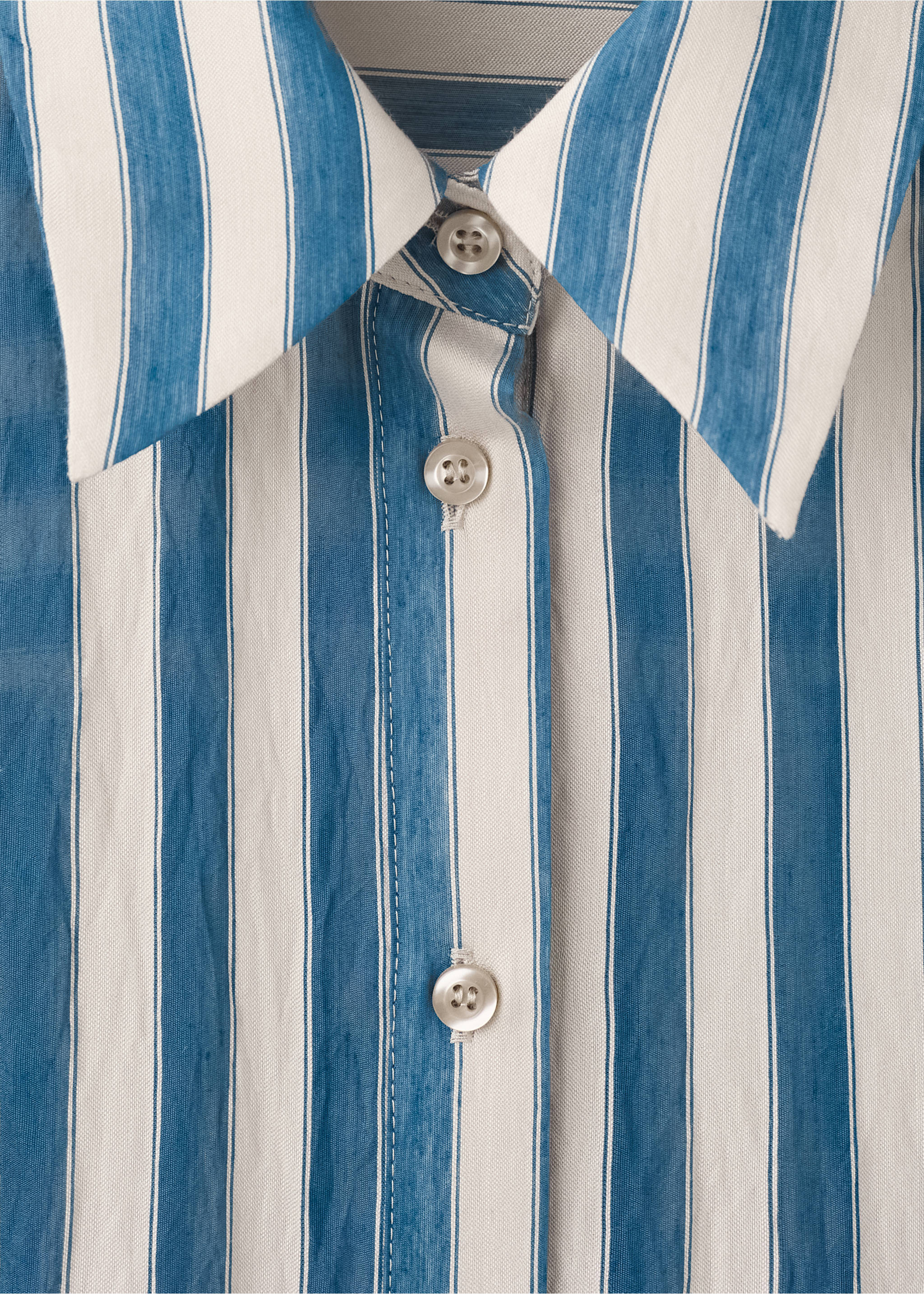 Striped scarf shirt dress - Details of the article 8, Blue. Ref: 37062555-00.