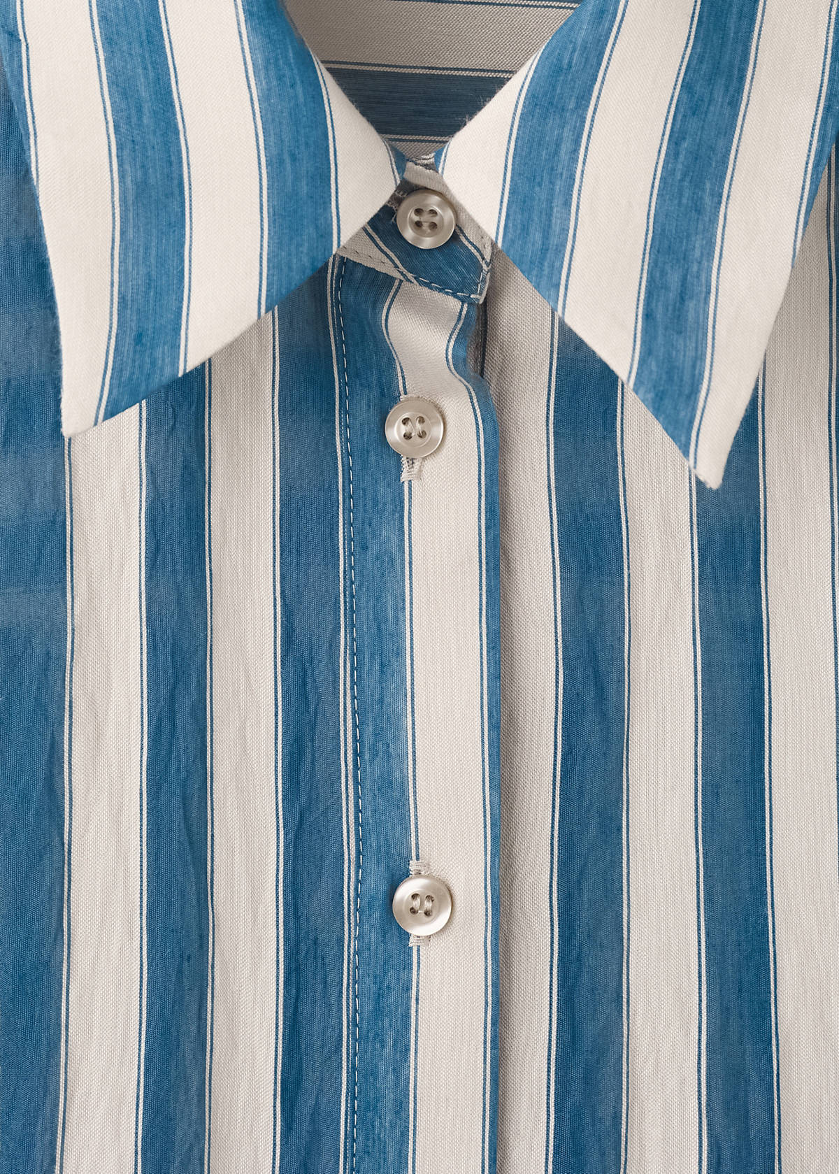 Striped scarf shirt dress — Blue