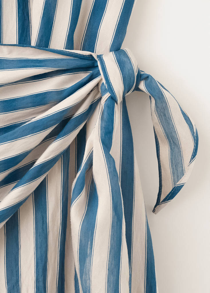 Striped scarf shirt dress — Blue