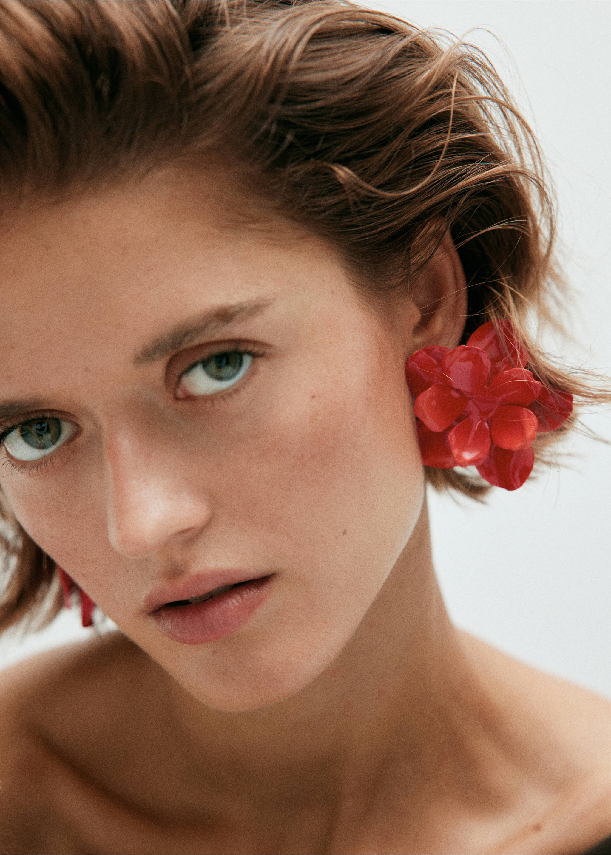 Embossed flower earrings - General plane, Orange. Ref: 37062556-00.