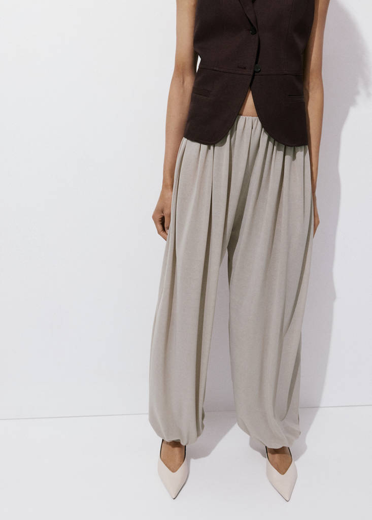 Mid-rise harem pants — Light/Pastel Grey