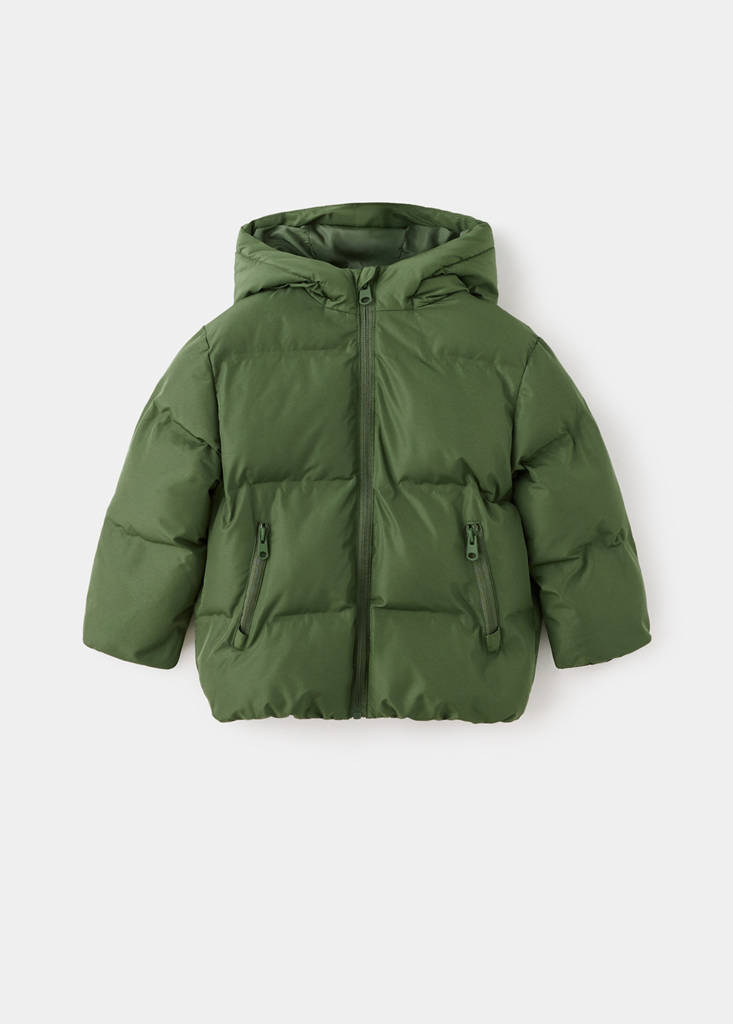 Hood puffer coat — Green